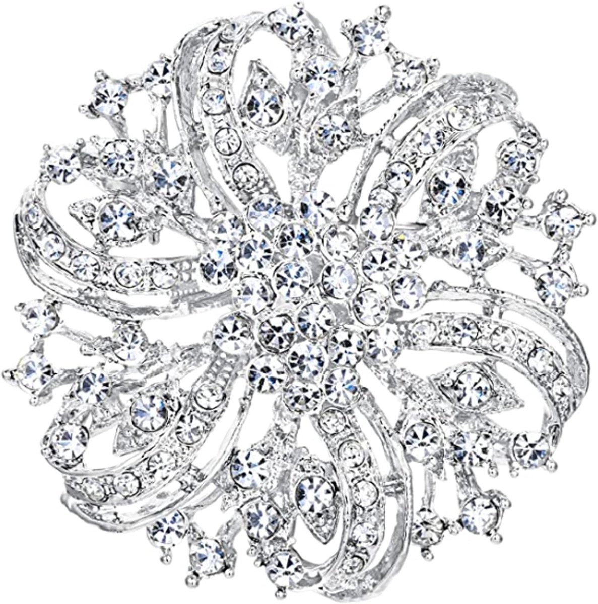 Elegante Kristallen Bloem Broche met Strass voor Bruiloft - Sierlijke Corsage Pin voor Vrouwen, Modeaccessoire en Cadeau voor Bruiden en Meisjes