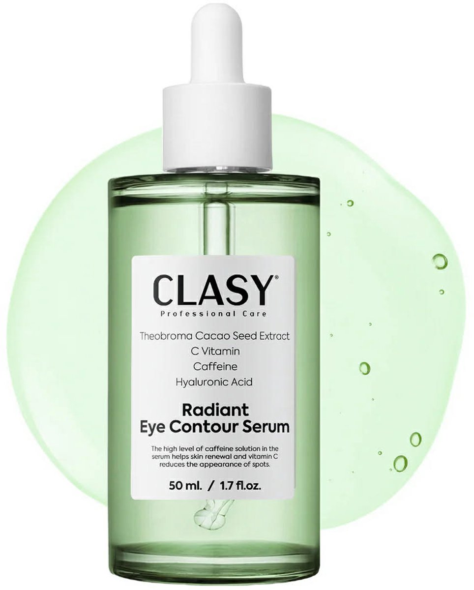 Clasy Care Professionele Oog (Eye) Contour Serum - Hydraterende Eye Contour Verzorging met Cafeïne & Hyaluronzuur – Voor Donkere Kringen & Vermoeide Ogen – 50 ml