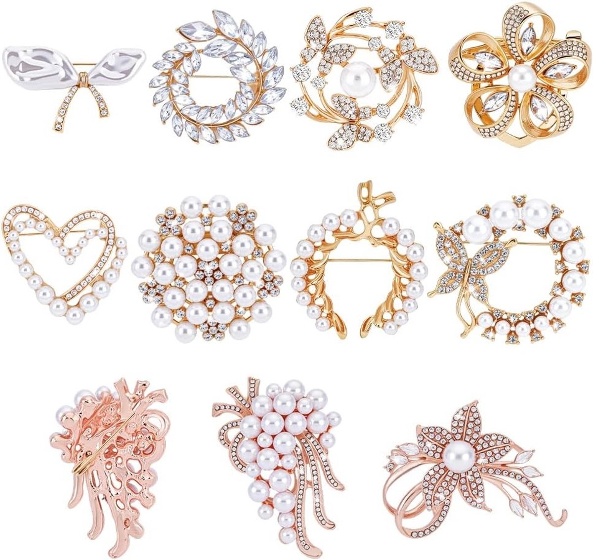 Elegante broches voor vrouwen in 10 stijlen, met kristallen en parels, ideaal voor bruiloften, corsages en modeaccessoires