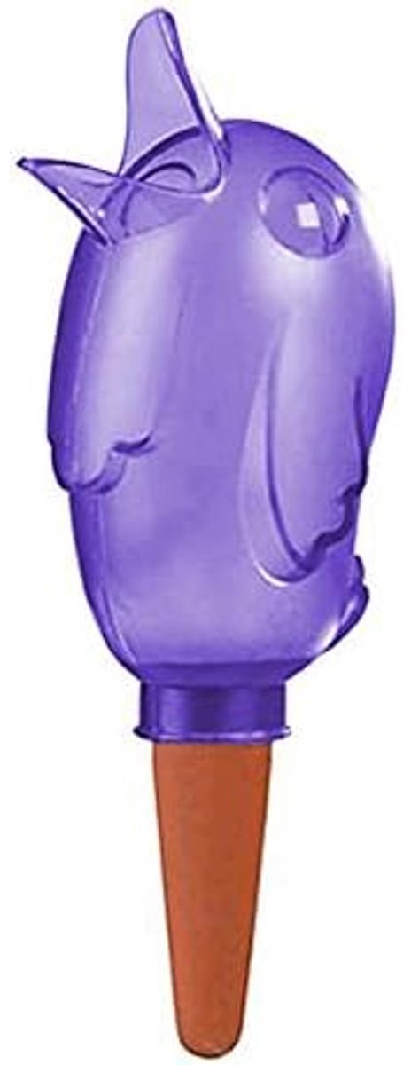 Scheurich waterdispenser Bördy S | 16 x Paars | 90 ml capaciteit | Kleine gieter met kleibodem | Waterdispenser planten en bloemen terracotta stengel