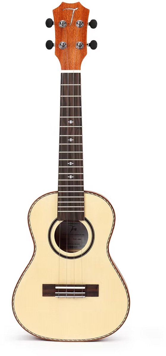 TOM 280 Tenor Ukulele Massief Sparren met Mahonie en Walnoot Afwerking