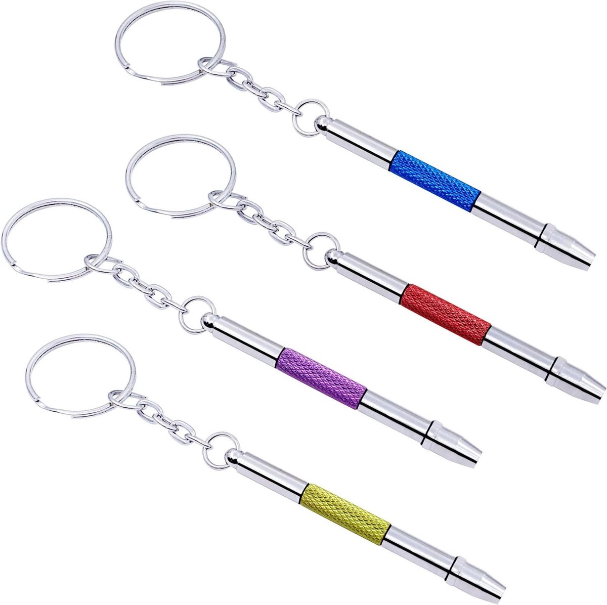 Precisie Schroevendraaier Set voor Horloges en Brillen - 4 in 1 Reparatiekit met Sleutelhanger en 4 Onderdelen