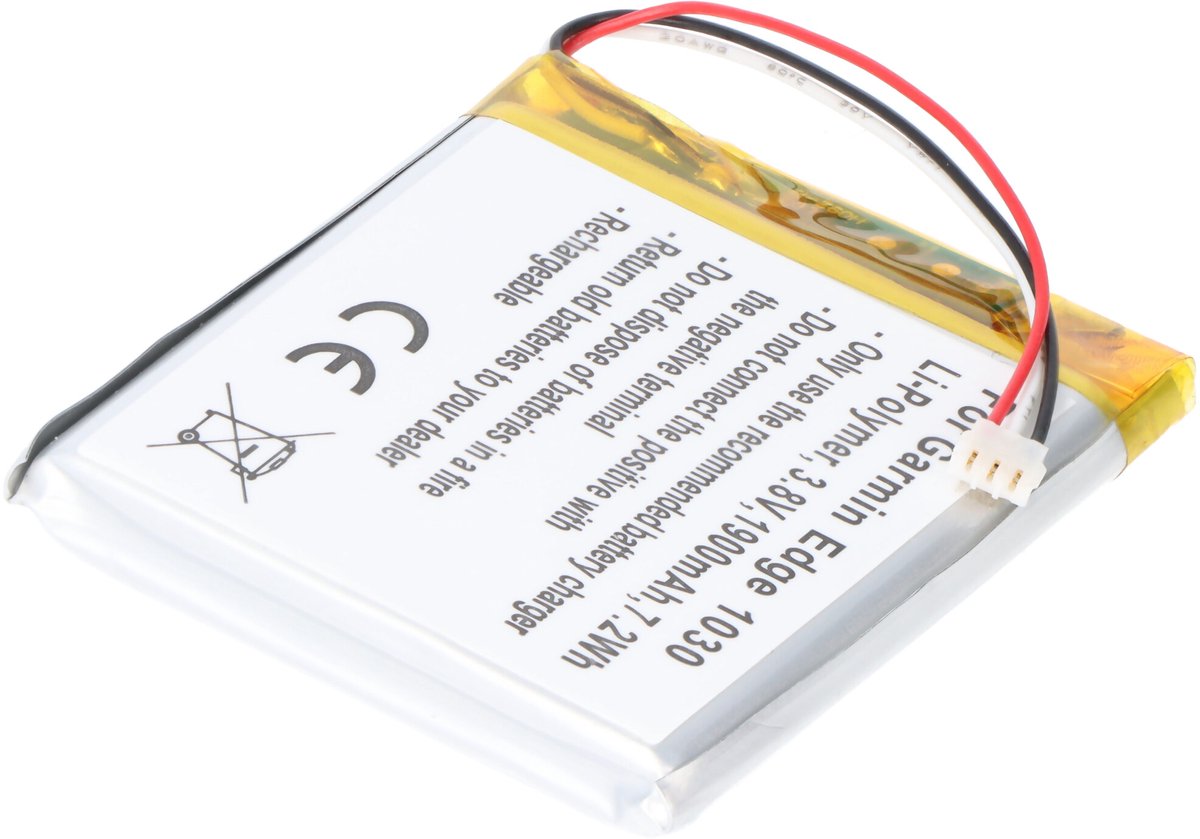 Accu geschikt voor Garmin Edge 1030, Li-Polymeer, 3.8V, 1900mAh, 7.2Wh