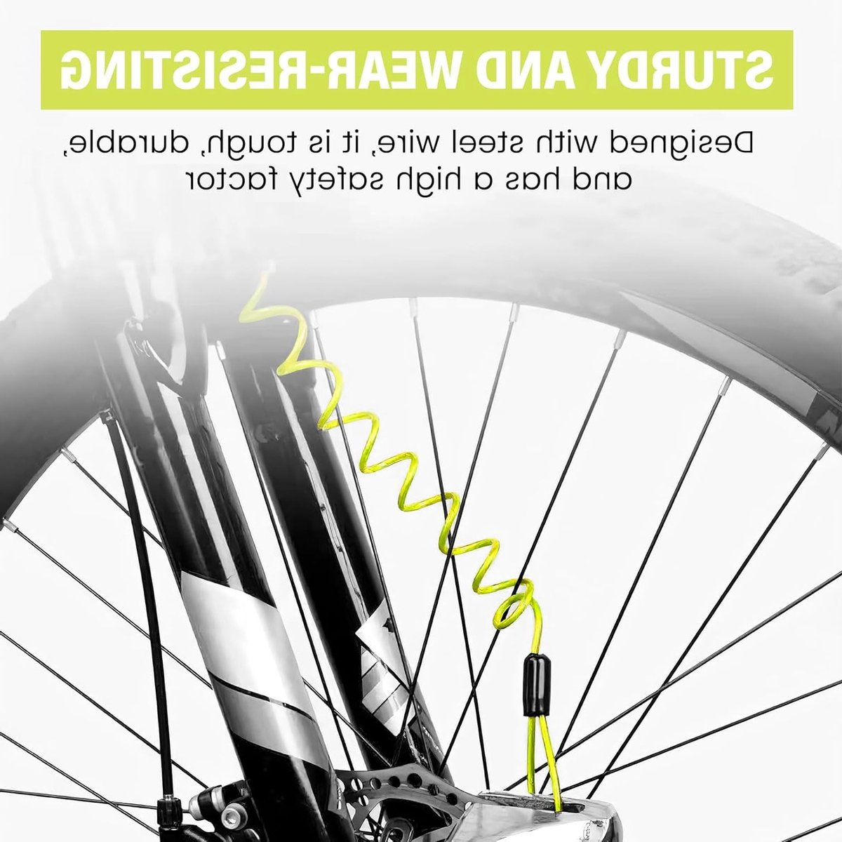 Reminder Kabel voor Remschijf Slot - Veiligheidsveer - Geel voor Motorfietsen, Scooters en Sportfietsen – foto 5