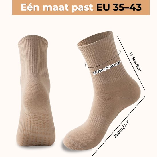 Sokken 4 Paar Antislip Grip voor Maximale Stabiliteit & Veiligheid - Yoga Pilates Sokken Ademend Katoen & Comfortabele Pasvorm - Elastische Ribboorden met Ondersteuning - Geschikt voor Yoga, Dans & Workouts van Merkloos — afbeelding 3