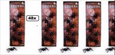 48x Spinnen zwart 7 cm halloween/horror