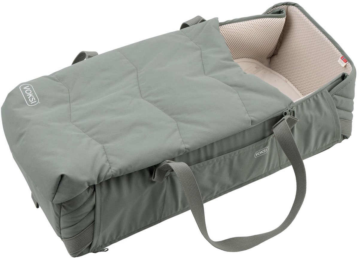 Voksi Carry Me - Babynest - Draagbaar babynestje - Reiswieg - Baby Nestje - Draagmand -MeadowGreen Leaf