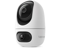 Tapo C245D Beveiligingscamera Binnen met Dubbele 2K Lens - Huisdiercamera & Babycamera - Overzicht én Close-up Tegelijk - 360° Draaibaar - Slimme Tracking - 10,8x Zoom - 12m Nachtzicht - Gratis AI-detectie - Tot 512GB - Werkt met Alexa & Google