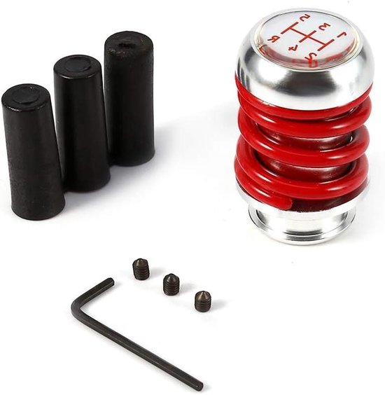 Schakelpookknop Aluminium - Veerpookknop Pookknop - Auto Versnellen - Universele Pasvorm - 62 mm Hoogte - Rood — afbeelding 2