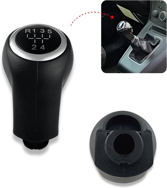 Versnellingspook Zwart - Pookknop Auto - Auto Interieur Vernieuwen - 5 Versnellingen Achteruit Links - 1 Stuk - Zwart — afbeelding 4