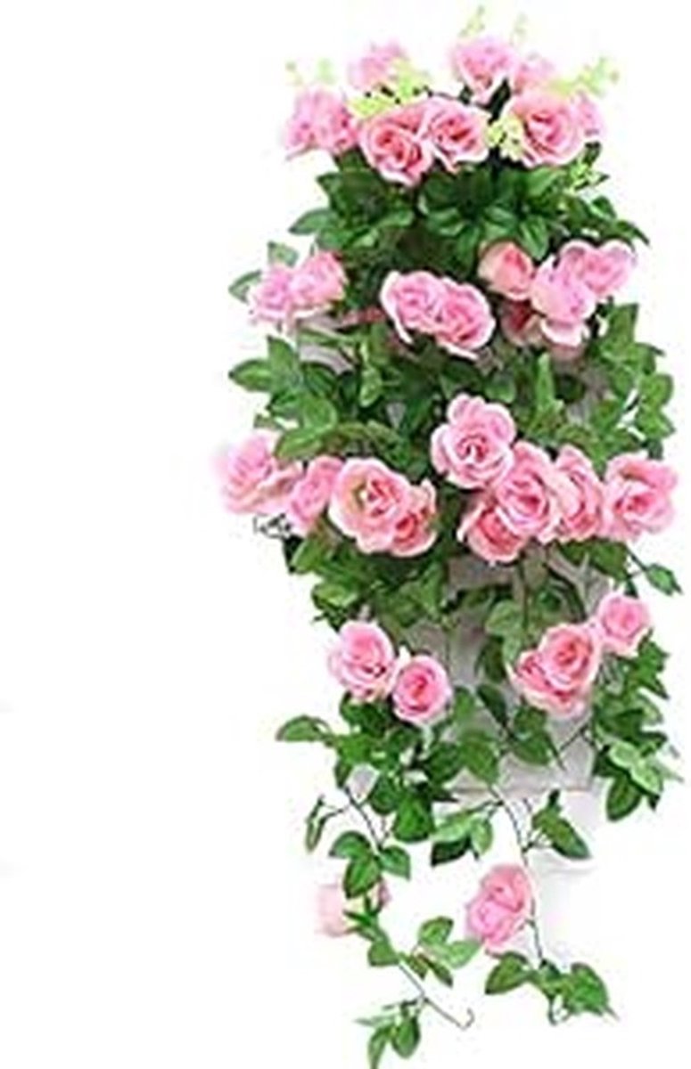 SPHProducts - Kunstmatige Rozen Slinger - Decoratie voor Huis en Bruiloft - 95 cm - Roze - Hangende Bloemen - Perfect voor Muurdecoratie - Set van 2