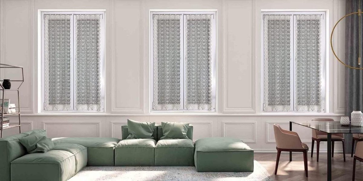 Vitrage Valletjes - Raambekleding Kant - Raam Decoratie - Macramé Kant Stof - 45x211 cm -