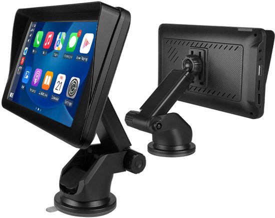Écran portable 7 pouces CarPlay & Android Auto - Pare-soleil - Universel - Sans fil - Écran IPS - Noir