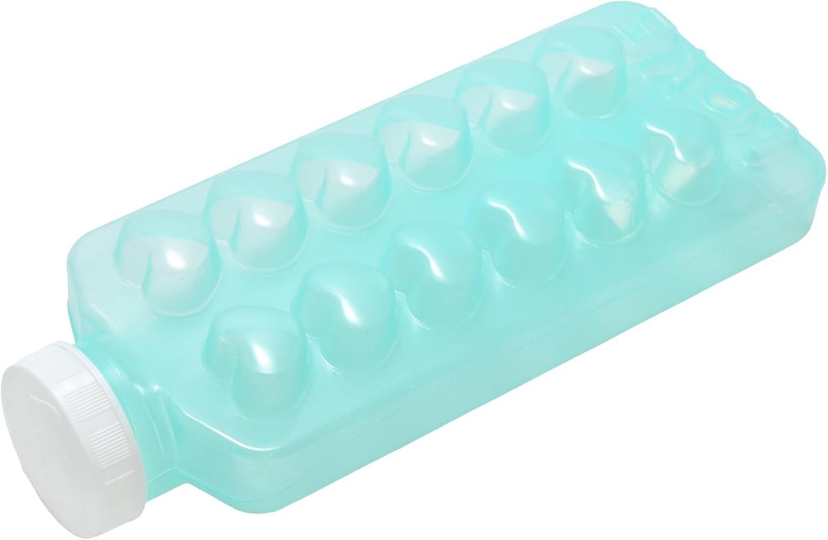 IJsblokjesvorm / IJsflessenvorm (12 blokjes), ijsvorm, 24,5 x 10 x 6,5 cm, gemaakt in Italië, uniek design, geel/lichtblauw.