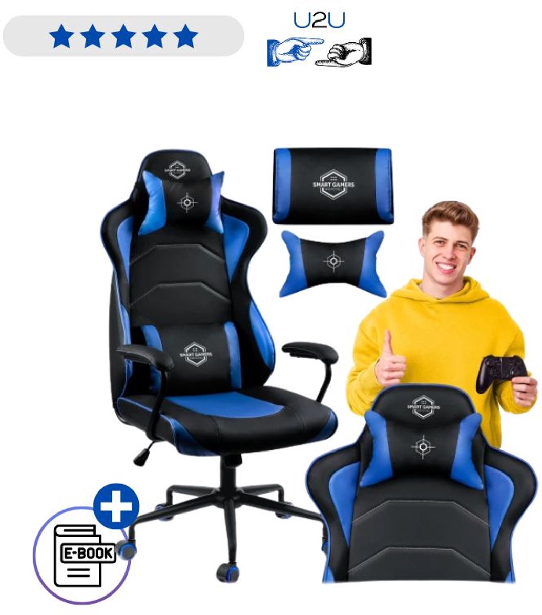 Sofotel Gaming Stoel Yasuo Ergonomische Bureaustoel met Hoofdsteun en Lendenkussen Verstelbare Hoogte SoftSwing Schommelfunctie Luxe Kunstleer Comfortstoel voor Werk en Gaming Belastbaar 120kg Design Met Ebook
