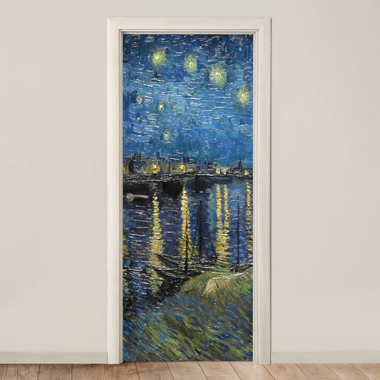 Sticker de porte Nuit étoilée sur le Rhône - Van Gogh - Art - 80x205 cm - Poster de porte