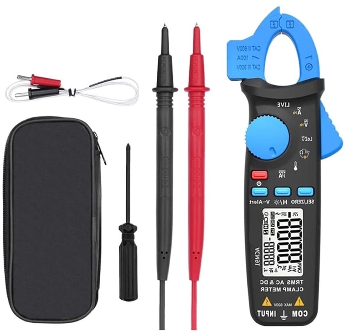 Digitale Stroomtang - Multimeter Tester - Elektrisch Meten - Auto Range True RMS - 200 g - Blauw