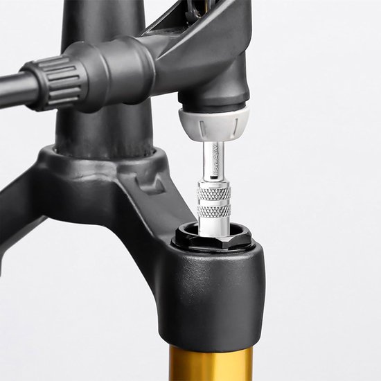 Voorvorkventieladapter Fiets - Schokpomp Adapter - Fietsbanden Oppompen - Geïntegreerde Afdichtring - 47.3 x 11.3 mm - Zilver — afbeelding 2