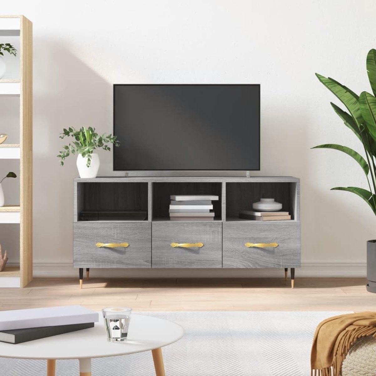 Tv-kast met laden - Tv meubel Dressoir - Media Opslag - Robuust Houtmateriaal - 102x36x50 