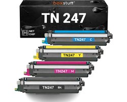 Boxstuff toner geschikt voor Brother TN-247 / TN-243 multipack (4 stuks CMYK) – TN247 TN243CMYK – voor DCP-L3510CDW DCP-L3550CDW HL-L3210CW HL-L3230CDW HL-L3270CDW MFC-L3710CW MFC-L3730CDN MFC-L3750CDW MFC-L3770CDW