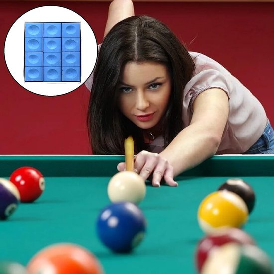 12 Stuks Blauw Biljartkrijt Voor Professioneel en Amateur Gebruik — afbeelding 5