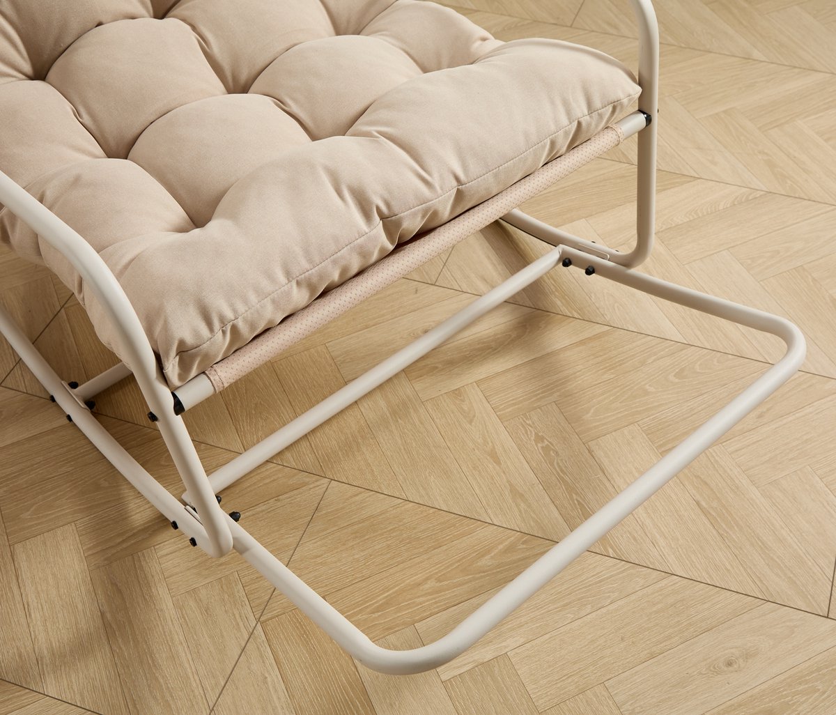 in& out door furniture Buiten schommelstoel, comfortabel kussen, met zacht dik kussen, voor woonkamer, slaapkamer, leeskamer, beige frame met beige kussen（Stapelvezel） Beige (stapelvezel)