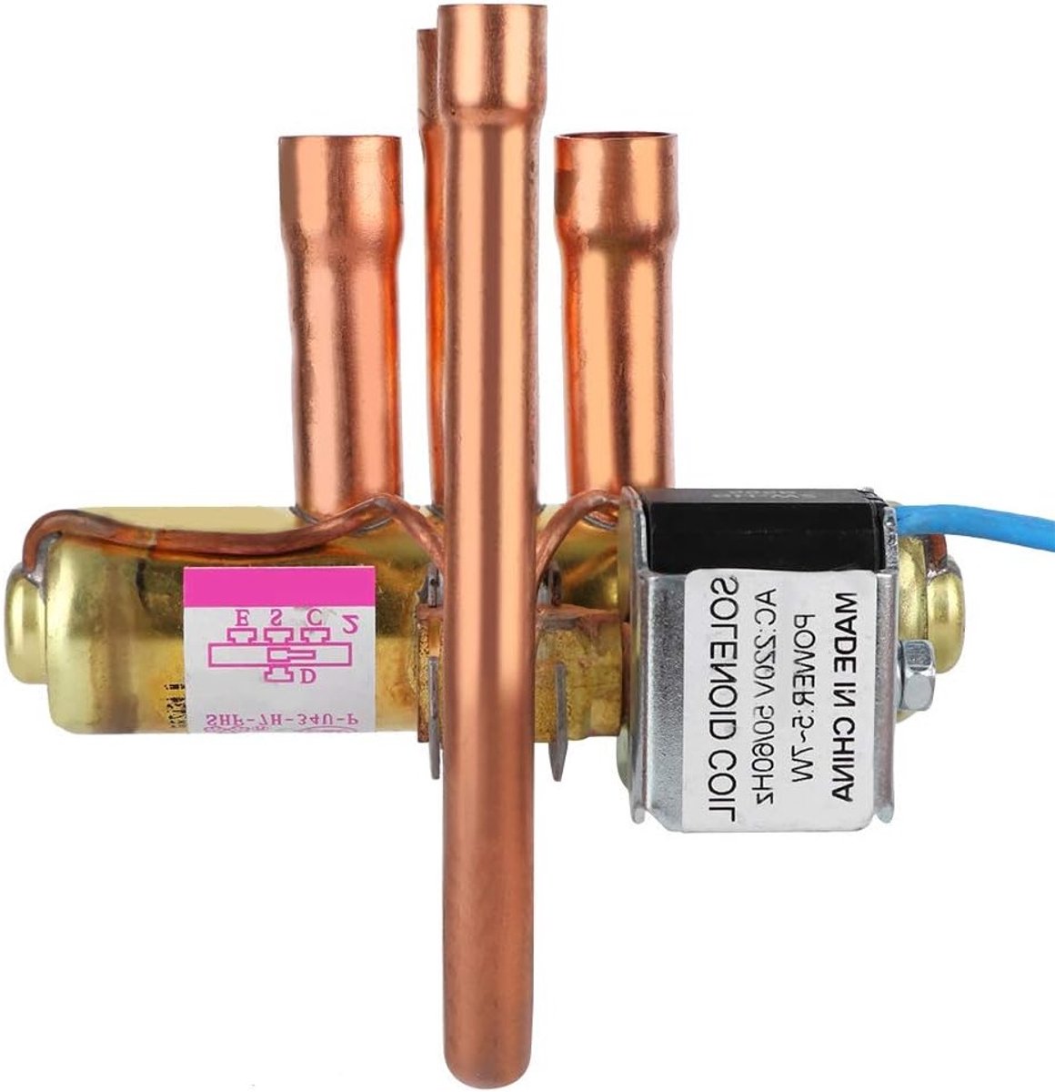 Dailygoods - Vierweg omschakelventiel - Magneetventiel - Voor koeltechniek en airconditioning - 1P formaat - Geschikt voor R22, R410A en meer - Tot 12