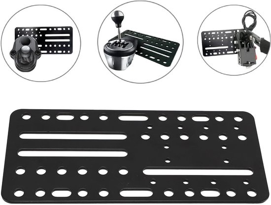 Handrem Montageplaat - Universele Beugel - Sim Racing - Meerdere Gaten - 217 x 104 mm - Zwart — afbeelding 3