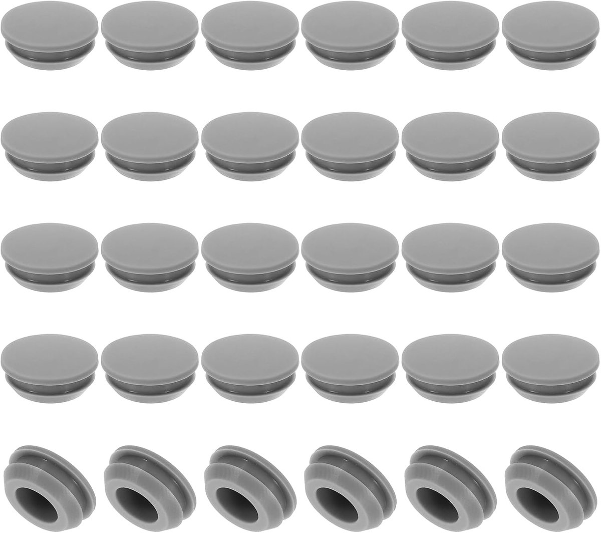 Silicone Round Push Button 10mm Diameter - 30pcs - Furniture Lock Button Type Hole Seal - Bulkhead Cylinder Hole - Gray