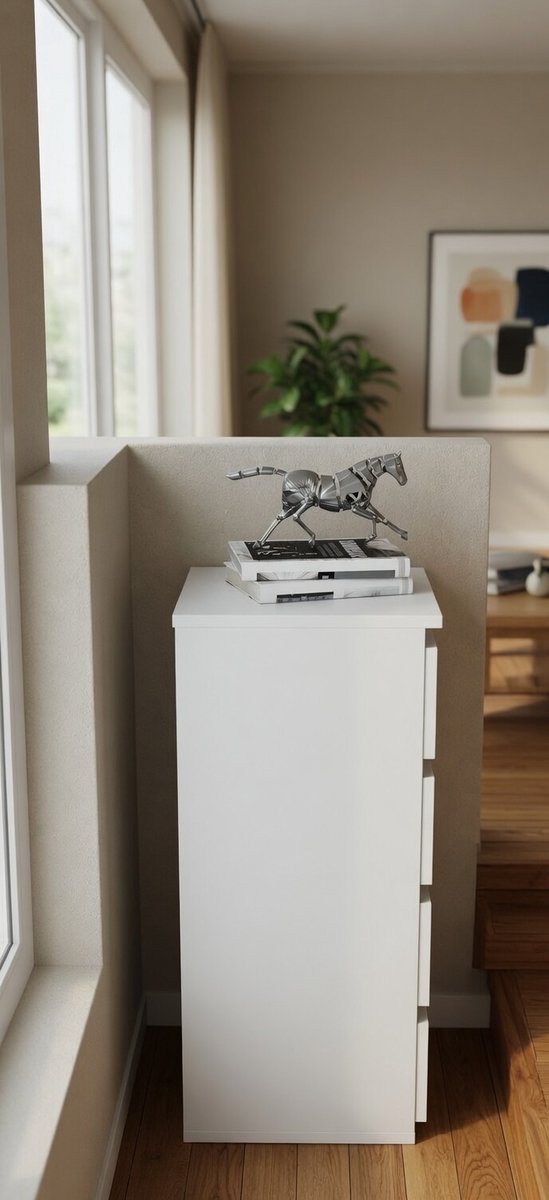 Commode CL5 40 cm 5 laden kast voor de woonkamer, slaapkamer, kinderkamer, B40 x H92 x D35 cm, gewicht 21,9 kg (wit)-Mobili Bella