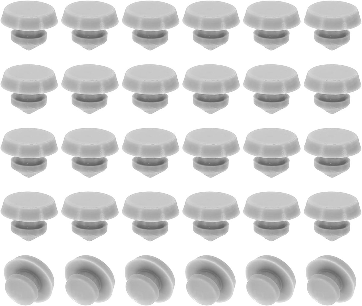 4.5mm Diameter Silicone Round Click - 40pcs Type Locking Furniture Hole Plug Button - Flat Head Protective Cover voor 4-4.5mm Hole - Sealing Bulkhead Cylinder - Grijs
