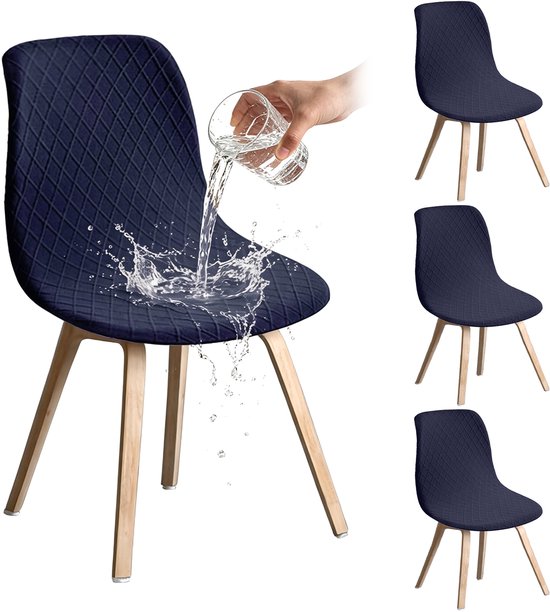 Stoelhoezen — 4-pack — Afneembare hoezen voor eetkamerstoelen — Universele stretch-stoelhoezen — Zithoezen — Ideaal voor huis & keuken — Duurzaam / Zeer elastisch / Afneembaar — Lengte: 45–52 cm, breedte: 40–46 cm, hoogte: 40–48 cm