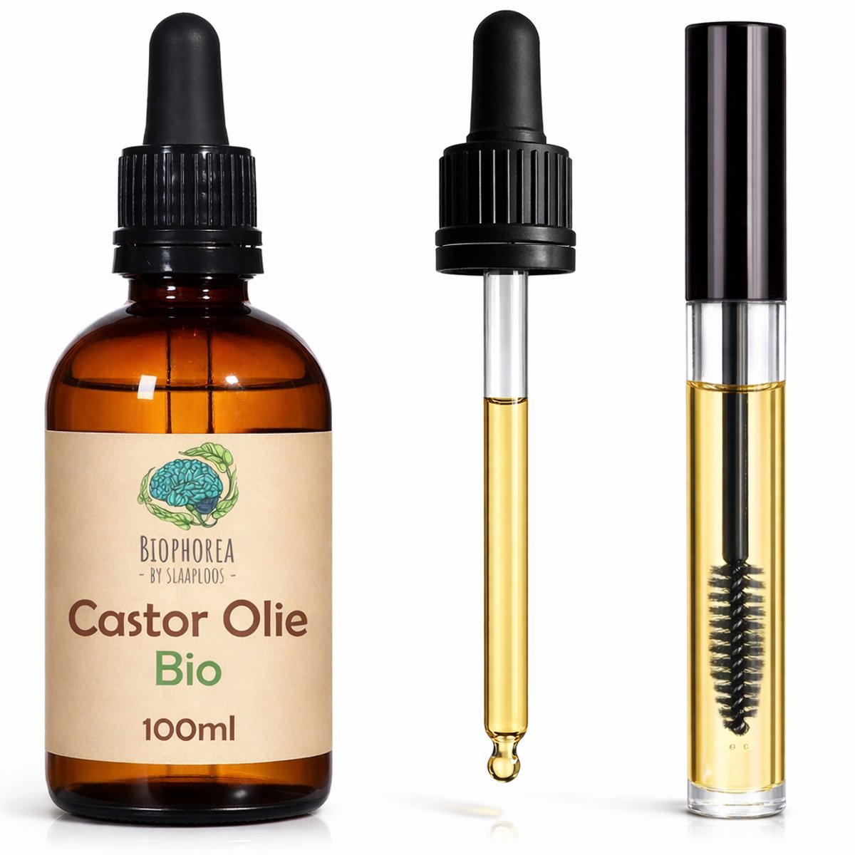 Slaaploos Castor olie - 100ml - 100% Puur Biologisch Koudgeperst - Wonderolie voor Huid, Haar en Wimpers - Biophorea Castorolie - Basisolie voor etherische oliën - Ricinusolie