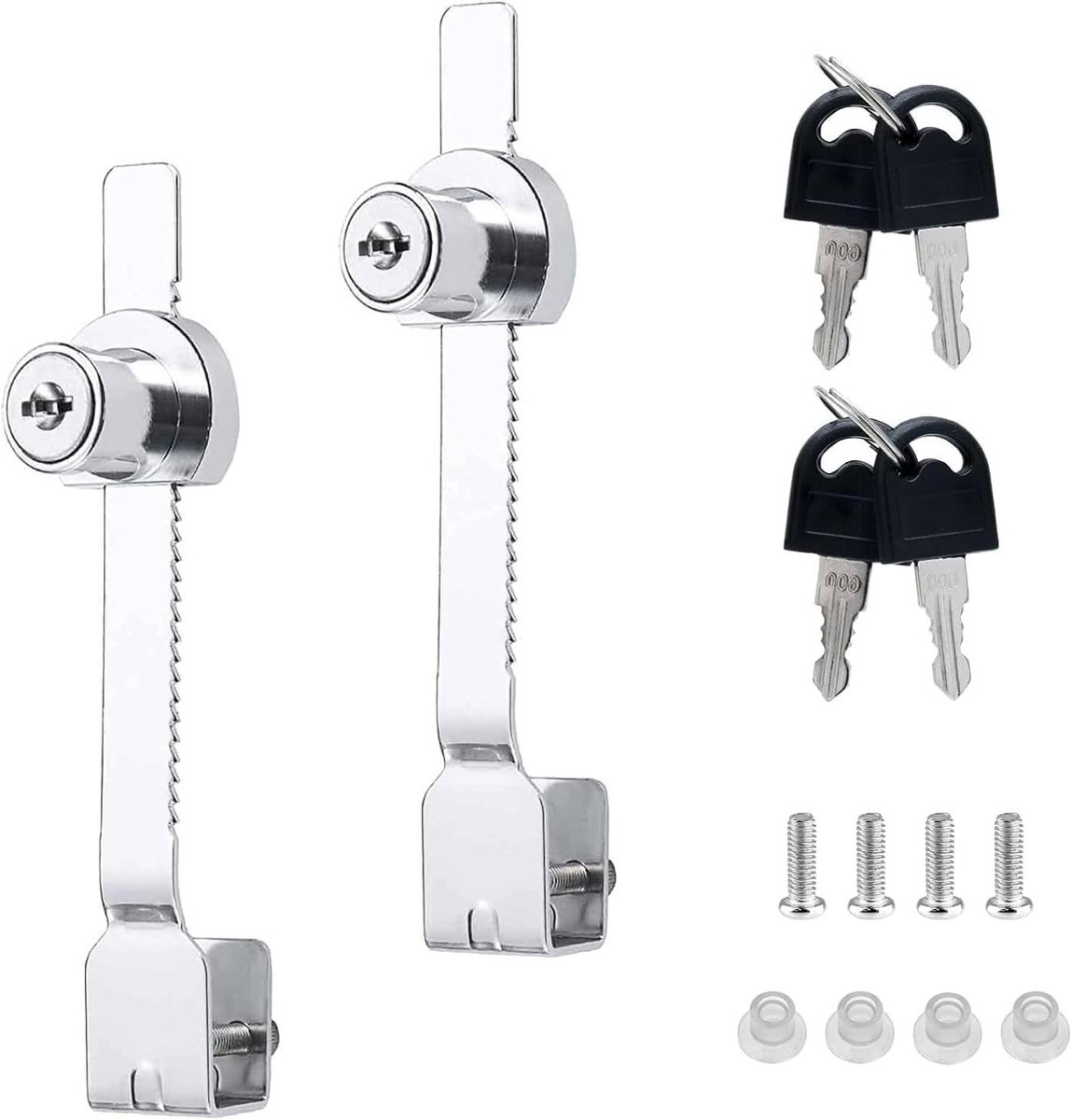 Veilige Ratchet Lock voor Glazen Deuren, Terrarium en Display - 2 Stuks met Bevestigingsschroef en Sleutel