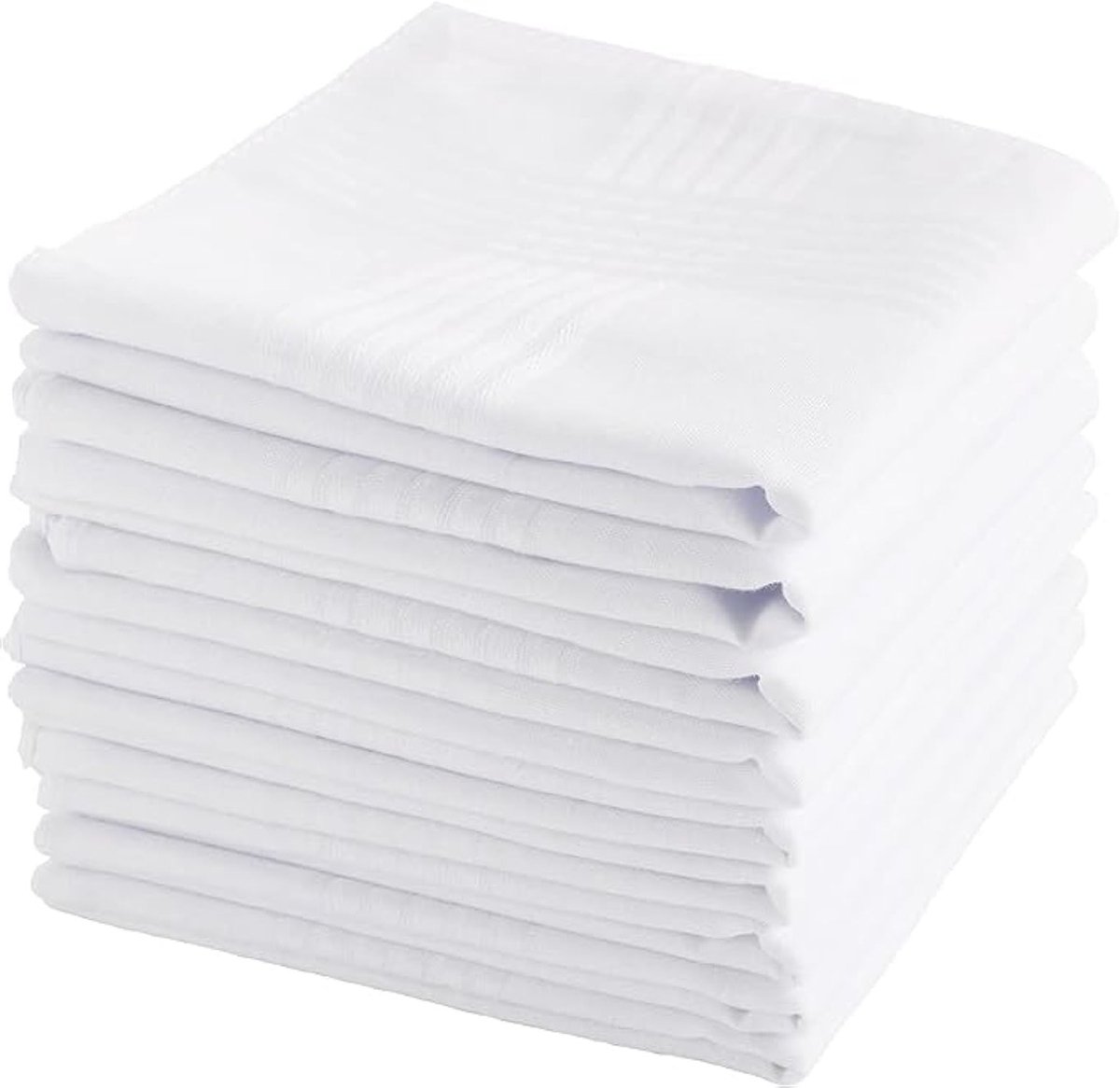 Set van 10 Katoenen Zakdoeken voor Mannen, Wit, 40 cm x 40 cm, Gestreept Patroon, Perfect voor Bruiloften en Feestjes