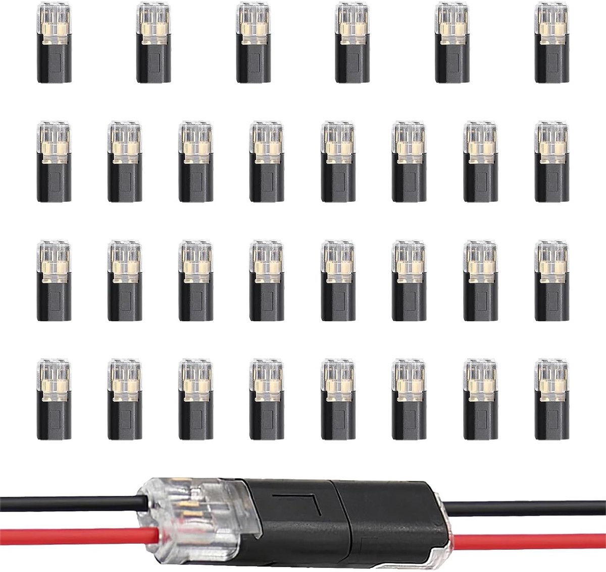 Waterdichte 2-Pin Kabelconnectoren - 30 Stuks Snelle Koppeling voor 18-22 AWG Kabels, Geschikt voor Voertuigen en Verlichtingssystemen