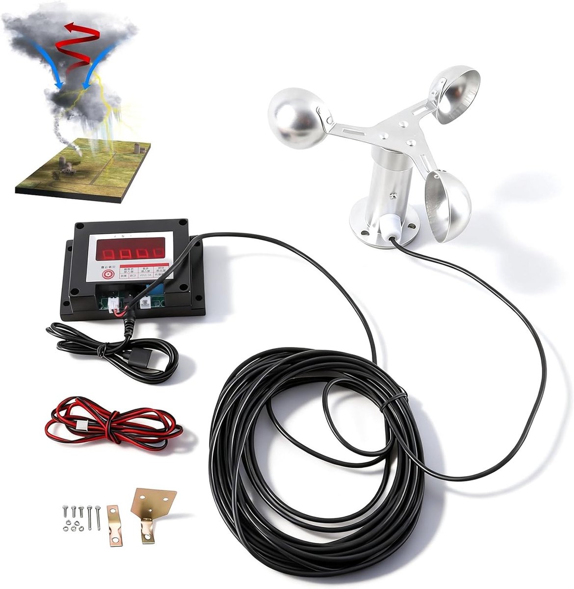 Hoge Precisie Digitale Anemometer voor Windmeting, Windkracht Meter voor Bouwlocaties, Aluminium en ABS, Totale Bereik 220V