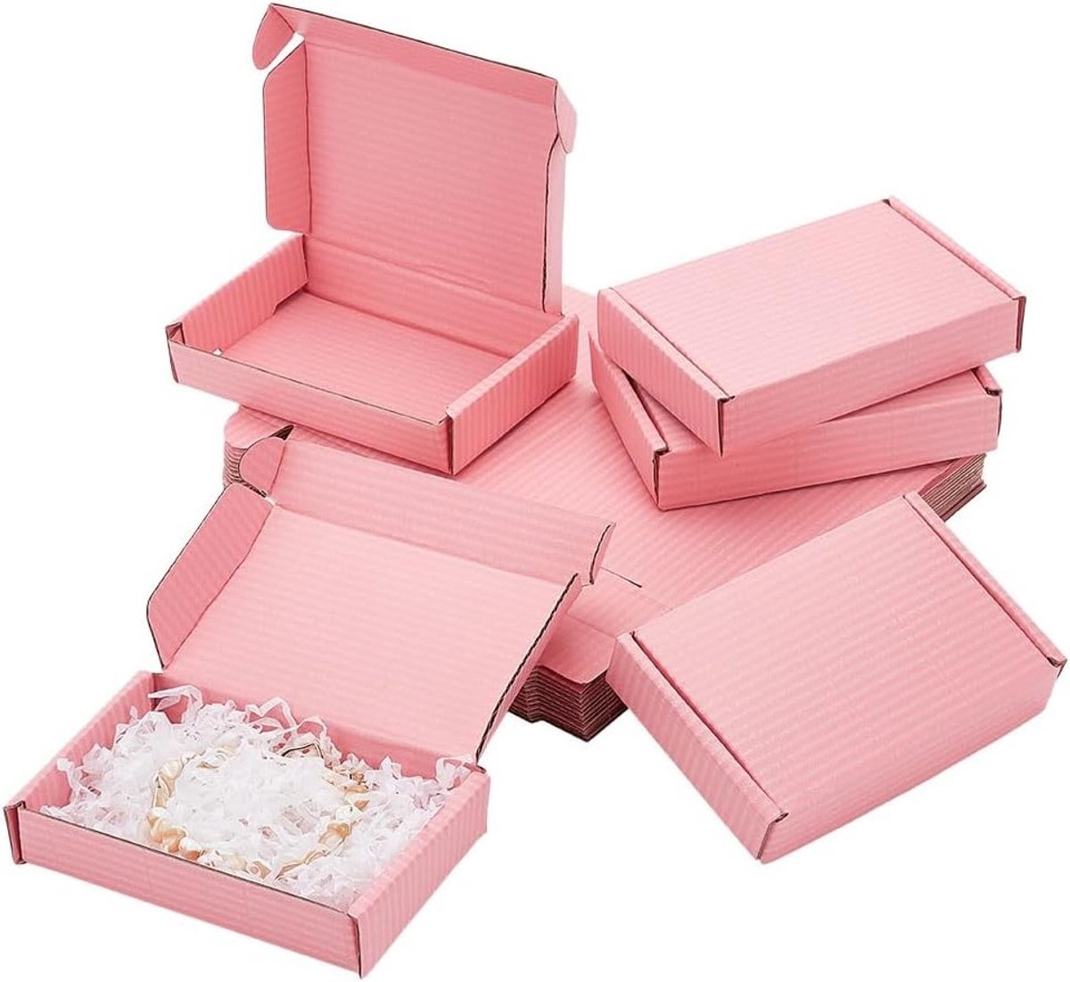 30 Stuks Roze Kartonnen Verzenddozen voor Cadeaus, Trouwen en Feestjes - Kleine Kraft Verpakkingen 12.7x8.2x2.8cm