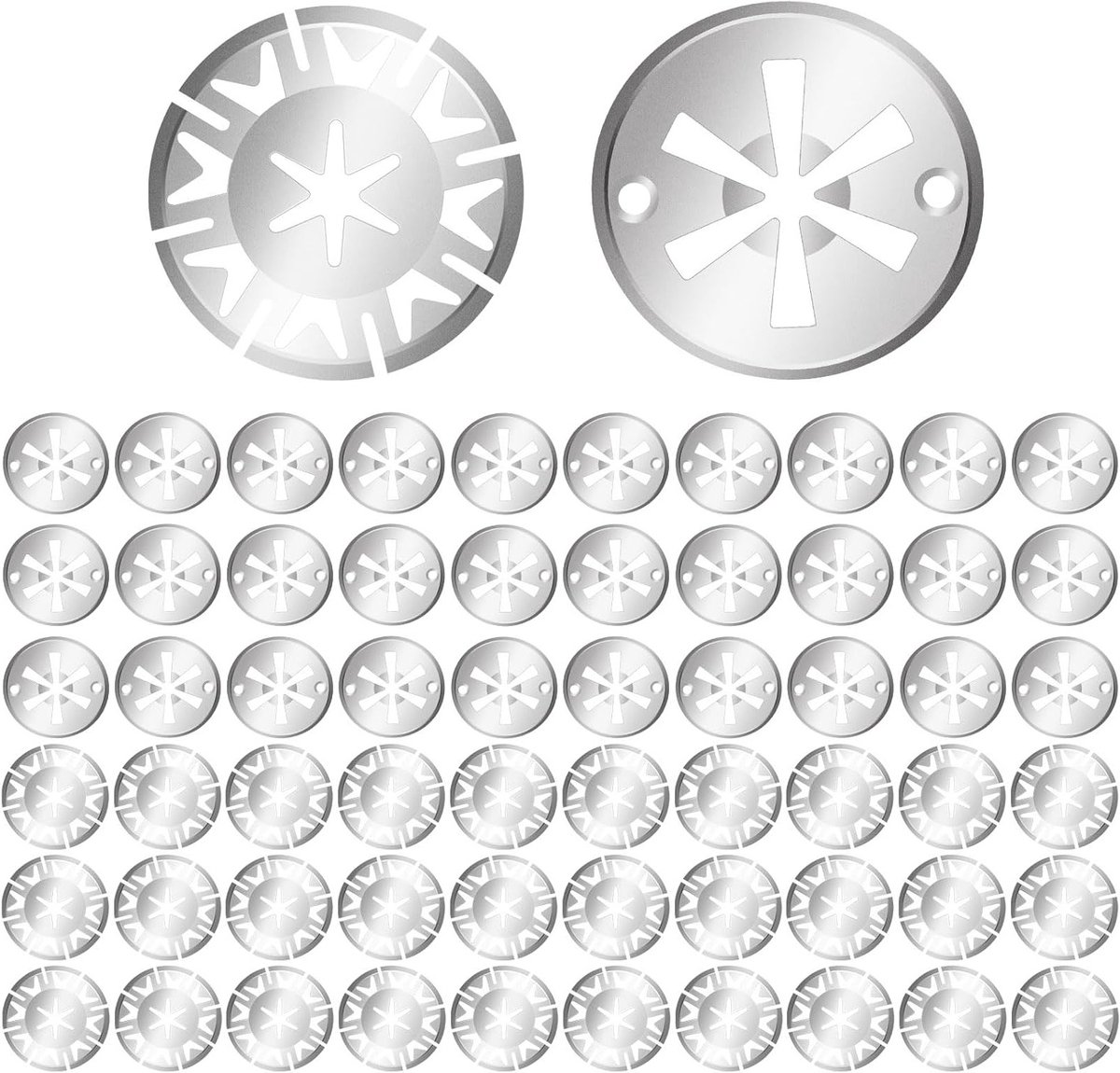 Set van 60 metalen veiligheidringen voor bevestigen van clips en hittebescherming onder de motorkap, roestvrij staal, duurzame klemdiscs