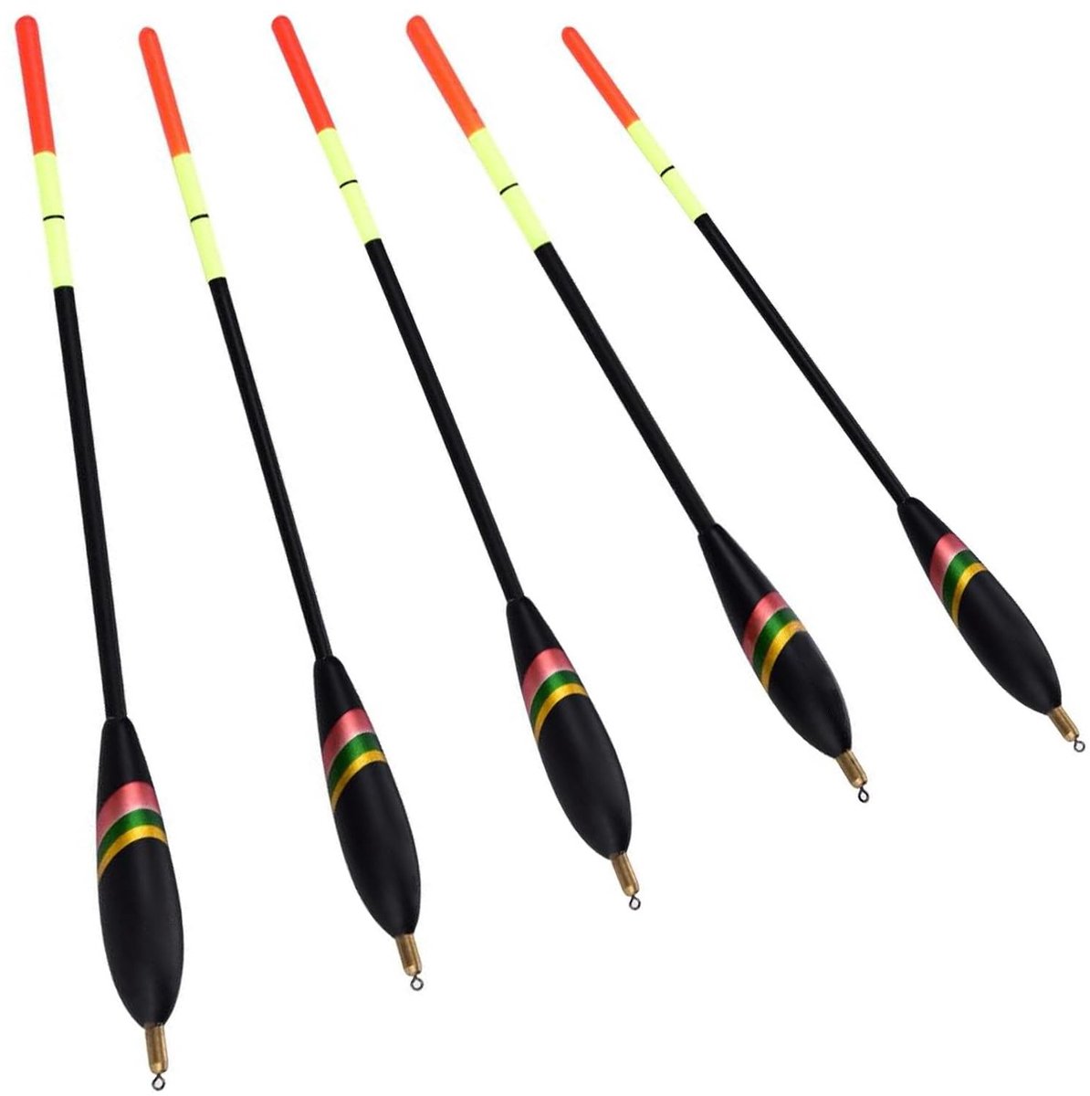 SOUQONE- Visdobberset 5-delig - Flexibele Waggler Drijvers - Perfect voor Forelvissen - Laadvermogen 2,5 g - Sterke Kleuren - Geschikt voor Meer/Rivier/Vijver - Dobbers