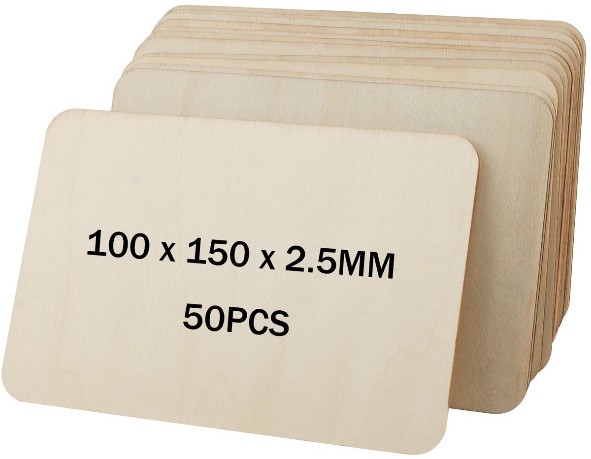 JHUBERS- Balsahouten Platen 50 Stuks - 100 x 150 x 2,5 mm - Onbehandeld - Voor Doe-Het-Zelf Kunst - Houtgravure - Geschikt Voor Schilderen - Houtplaten