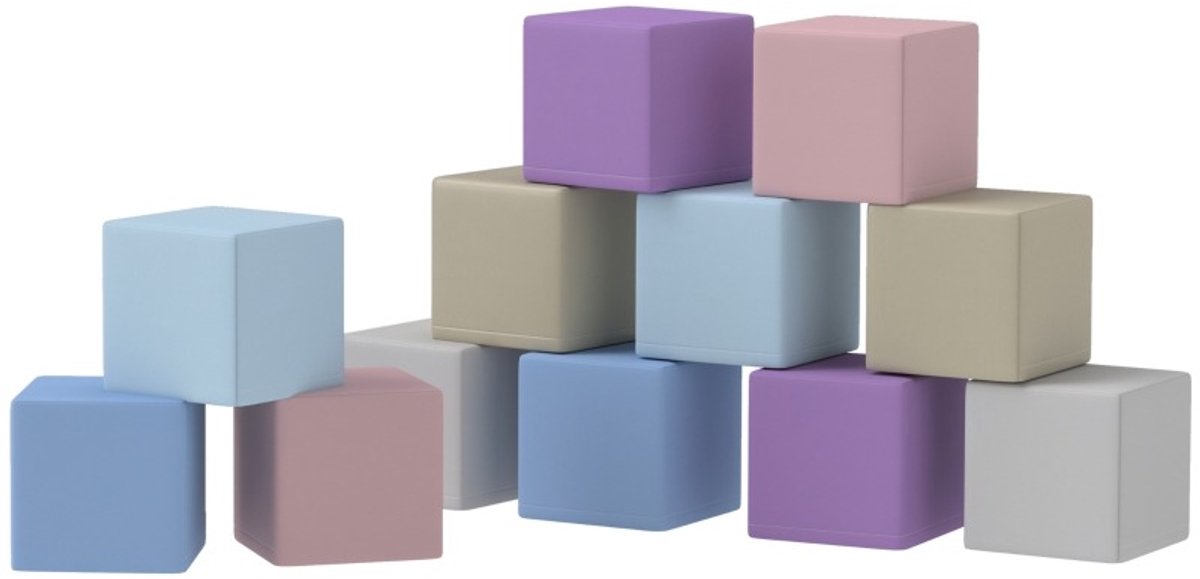 YYchan Zachte Foam Stapelblokken - 12-delige Blokkenset - Kunstleer - Pastel Multicolor - 1-3 jaar