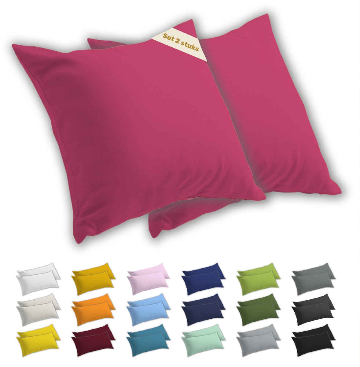 Lavea® Kussenslopen 40x40 cm Set van 2 – Kussenhoezen van 100% Zachte en Ademende Jersey Katoen met YKK Ritssluiting – Koraal