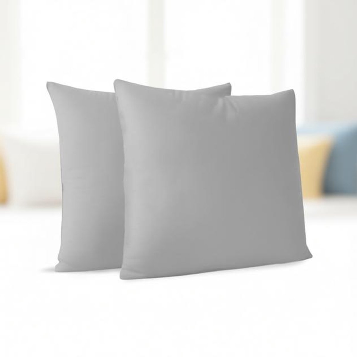ElleMooi Kussensloop Set van 2 – 80x80 cm – 100% Jersey Katoen – Grijs – Hypoallergeen en Strijkvrij