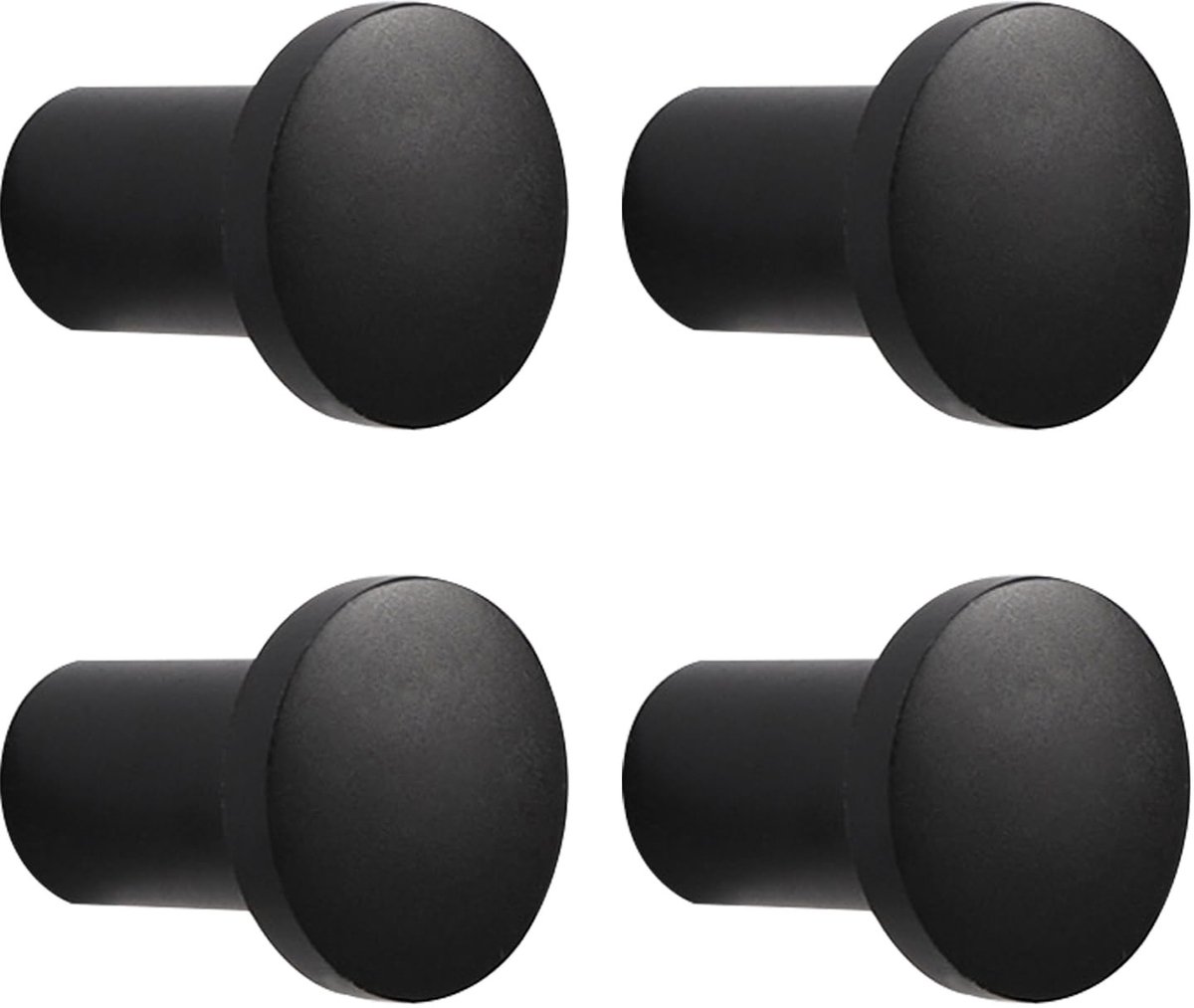 Dailygoods- Wandhaak Zwart - 4 Stuks - Aluminium Legering - Schokbestendig - Multifunctioneel - Voor Kleding/Meubels - Kledinghaak