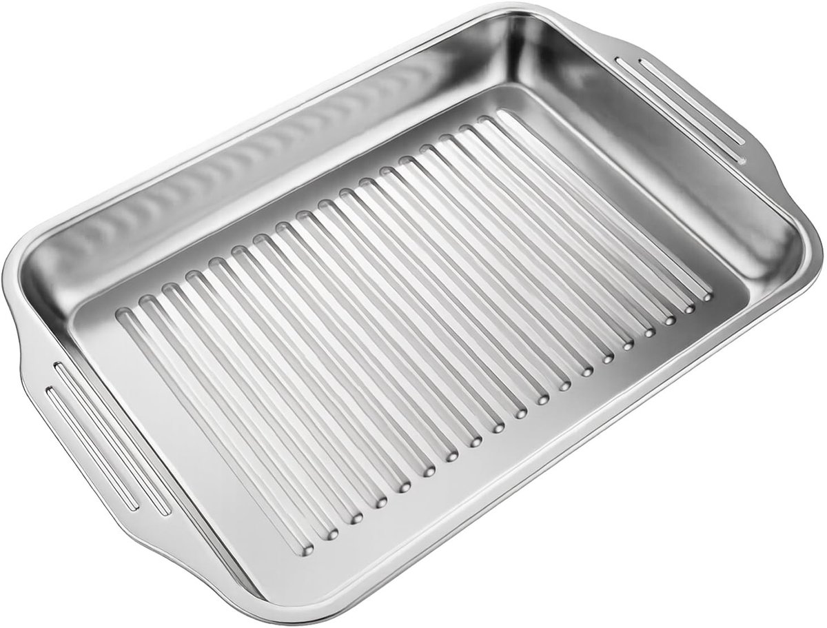 Dailygoods- Bakplaat Golfvormig 40 cm - Roestvrij Staal - Braadslede - Ovenschaal Universeel - Bakplaat voor Oven - Ideaal voor Grillen/Bakken