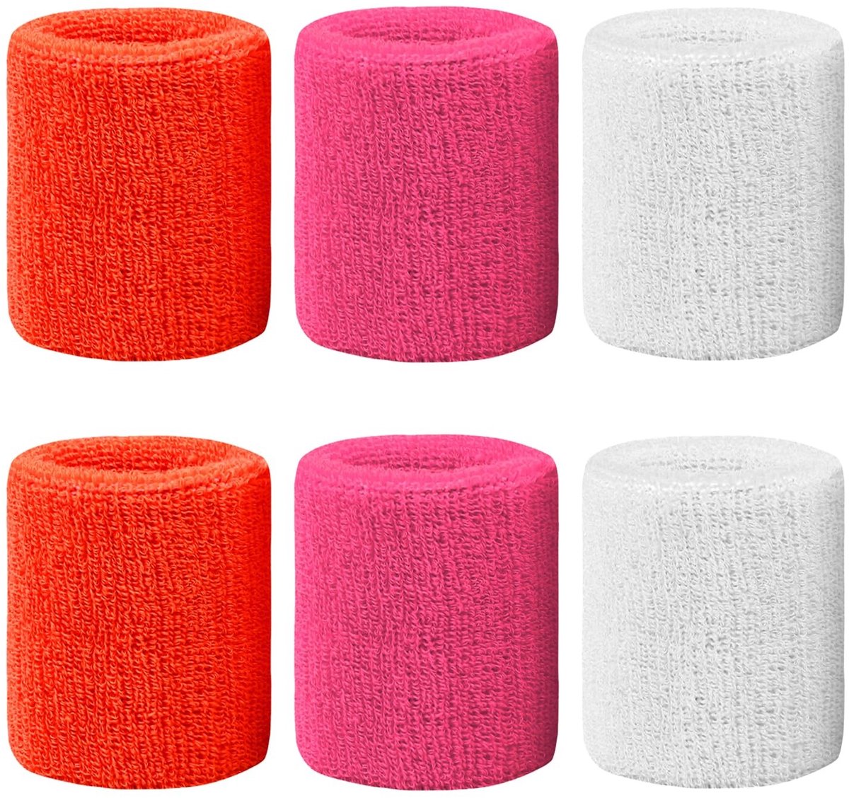 Dailygoods- Zweetband Set van 6 - Zweetabsorberend - Ademend - Polsbandages - Ultraelastisch - Voor Kinderen/Volwassenen - 8 cm x 8 cm - Polsband