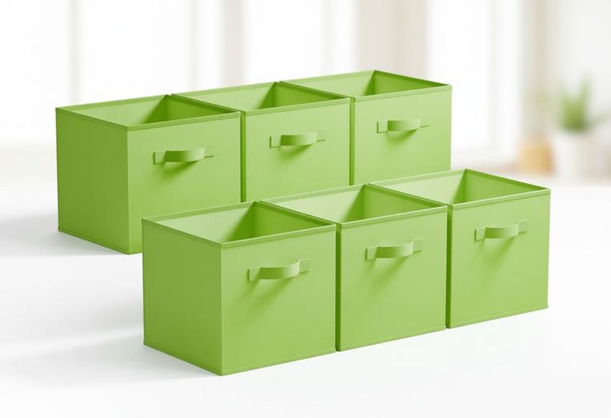ElleMooi Opbergdoos Kubus 27x27cm - Vouwbaar met Handvat voor Kasten en Organisatie - Felgroen