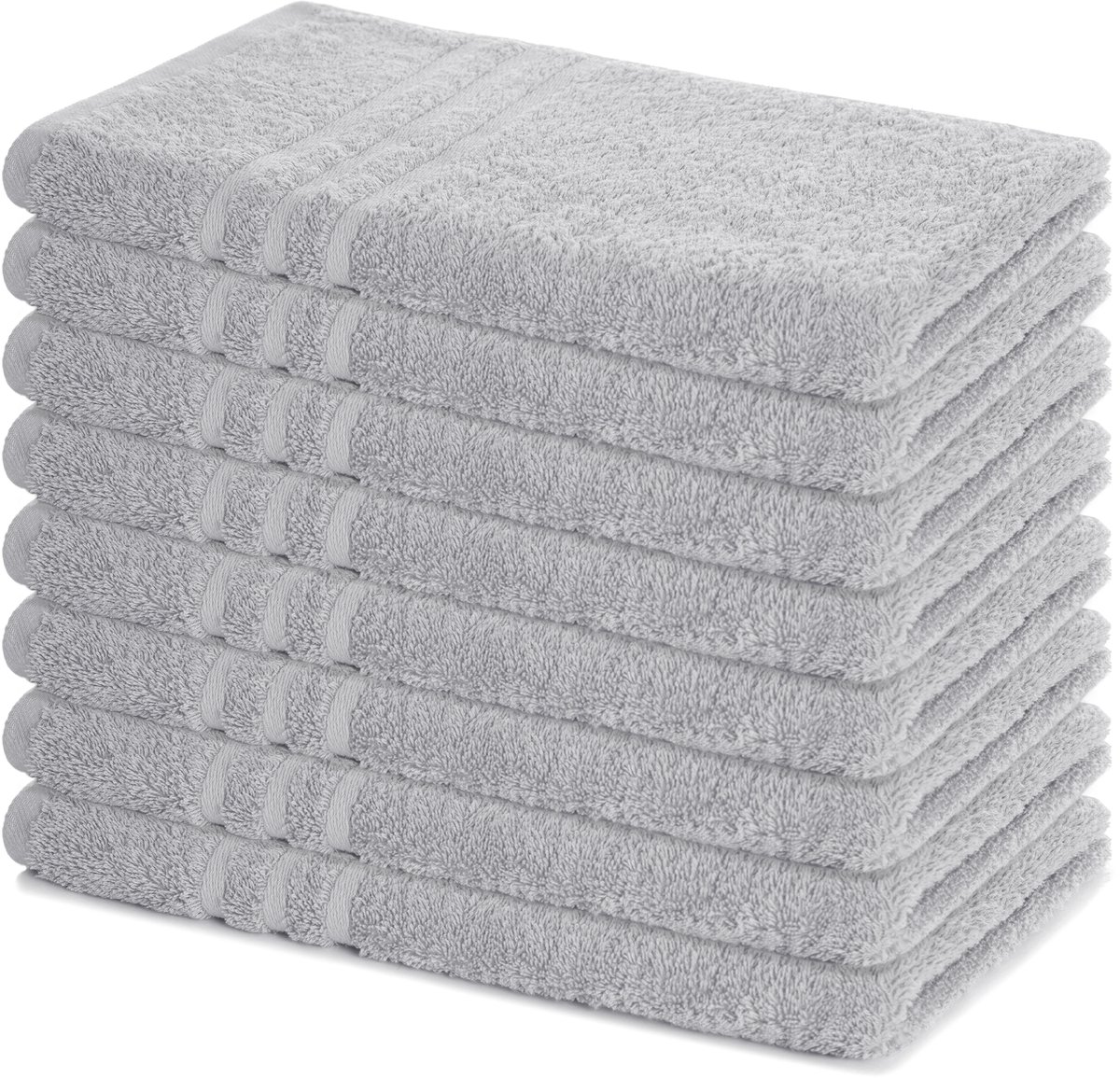 Lavea® Set van 8 Handdoeken 50x100 cm, 100% Katoen – Zacht en Absorberend – Perfect als Handdoek voor Thuis en Hotel – Zilver