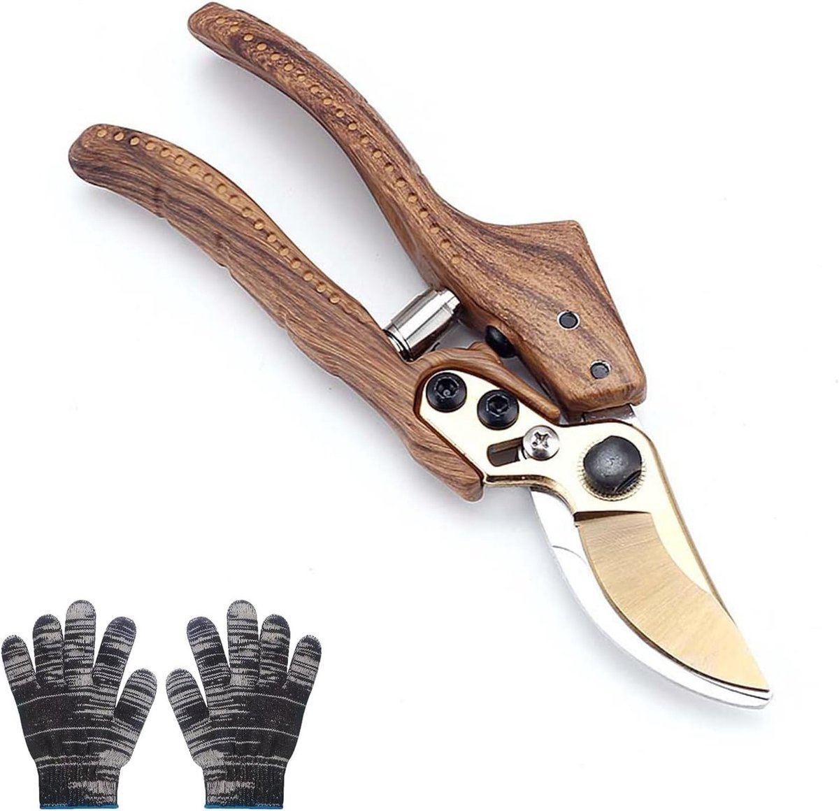 Hoge kwaliteit snoeischaar met ratchet en anvil, 215mm, voor vers hout en rozen - ideaal voor tuinieren en planten snoeien